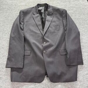 Lauren Ralph Lauren Mens Wool Pinstripe Blazer Jacket Charcoal Grey 2-Button
